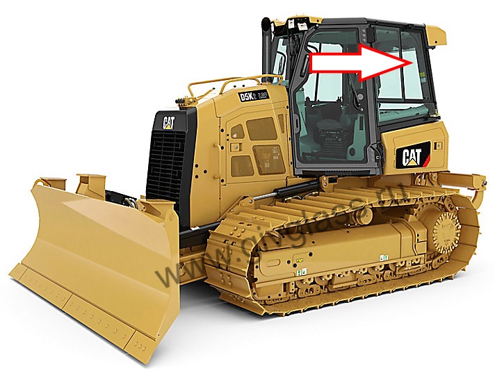 Бульдозер Caterpillar D5K XL / D6K - Стекло кузовное заднее левое верхнее форточка подвижная  (закаленное)